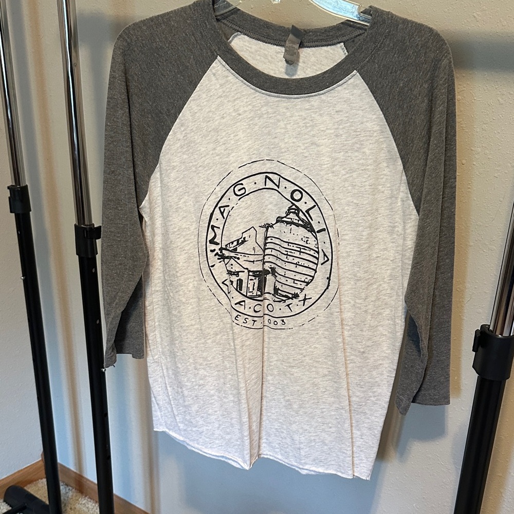 Magnolia Gray and White Raglan T-Shirt